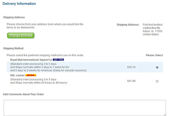 Check Delivery Address