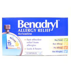 Benadryl Allergy Relief 12 Capsules